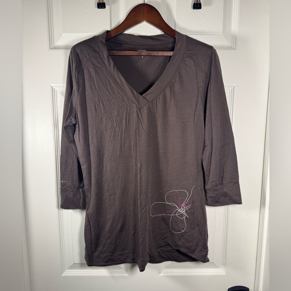 Icebreaker Gray V-Neck 3/4 Sleeve Blouse
